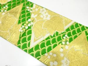 アンティーク　松皮菱に桐・青海波模様織り出し袋帯（着用可）